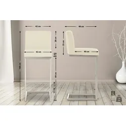 CLP Edelstahl Barhocker Paros creme