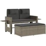Gartenbank Verstellbar Mit Kissen Grau Poly Rattan