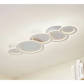 LUCANDE LED Deckenleuchte Diala dimmbar, Modern, in Weiß Metall, 96 cm - Weiß