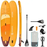 AQUASTIC Este 12'0" SUP Board Set – Drop Stitch Lite, 390L, 170kg, Sitz montierbar, leicht & stabil, Kajakfunktion, Eva Deck, 3 Griffe, Komplettset mit Paddel, Pumpe & Rucksack