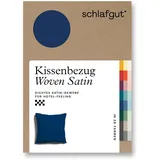 schlafgut Woven Satin Kissenbezug 80x80 cm | blue-deep - blau