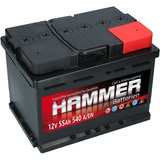 Hammer 12V 55 Ah 540A EN Autobatterie Starterbatterie Calcium Technologie NEU