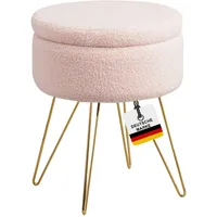 Albatros Hocker mit Stauraum Cannes – Sitzhocker mit Stauraum, Modernes Design, Edler Sherpa-Bezug – Sitztruhe oder Sitzbank mit Stauraum – optimal als Fußhocker oder Hocker Schminktisch, Rosa