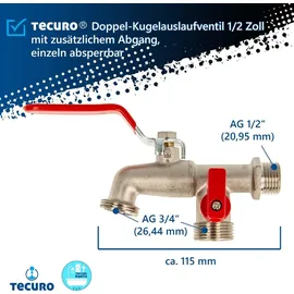 tecuro Doppel-Auslaufhahn 1/2 Zoll Messing matt verchromt