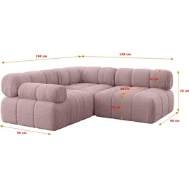altdecor Ecksofa modulares Sofa Mende-L1 - 190x190x70 cm Rosa Cord