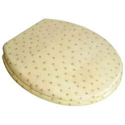 WC-Sitz ADOB "Leder", beige, Holz, WC-Sitze, mit messingverchromten Scharnieren