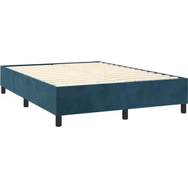 vidaXL Boxspringbett mit Matratze & LED Dunkelblau 140x200 cm Samt