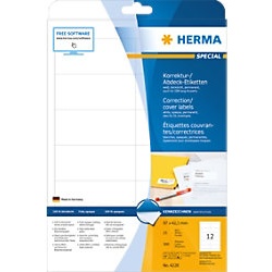 HERMA Korrekturetiketten 4228 Weiß Rechteckig DIN A4 97 x 42,3 mm 25 Blatt à 12 Etiketten