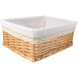 Abaodam Großer Handgewebter Weidenkorb Rechteckig Mit Waschbarem Herausnehmbarem Einsatz 40x30x16cm Vielseitiger Aufbewahrungskorb Für Schlafzimmer Bade Und Arbeitszimmer