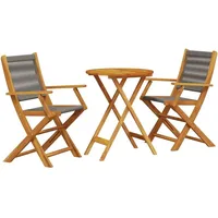 vidaXL 3-tlg. Bistro-Set Grau Polypropylen und Massivholz