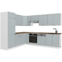 Vicco Winkelküche L-Form 227 x 287 cm Hellblau-grau/Weiß