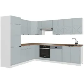 Vicco Winkelküche L-Form 227 x 287 cm Hellblau-grau/Weiß