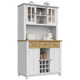 Celya Küchenbuffet Küchenschrank,Hochschrank Küchenbuffet,Vitrinenschrank, Buffetschrank mit Verstellbaren Ablagen,Sideboard mit LED-Beleuchtung,Buffetschrank