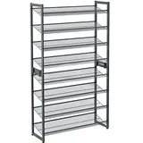 Songmics Schuhregal LMR08GB, aus Metall, 8 Ebenen für 32 Paar, 92,5 x 164 x 30,7cm, grau