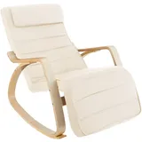 Tectake Schaukelstuhl Onda Holz 67 x 86 x 115 cm Beige mit verstellbarer Fußstütze