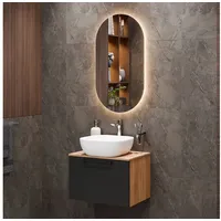 Planetmöbel Waschtischunterschrank Astra 60 cm gold eiche / anthrazit