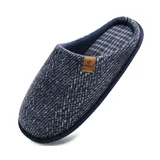COFACE Hausschuhe Herren Warme Bequem Männer Pantoffeln mit Anti-Rutsch Gummisohle für Drinnen und Draussen Blau Größe 47 - 47 EU