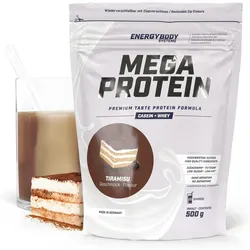 Mega Protein Tiramisu. Eiweißshake Proteinpulver mit Whey & Casein. 500 g EINHEITSFARBE 500g