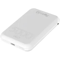 Celly MAGPB5000EVOWH, 5000 mAh, Kabelloses Aufladen, Weiß