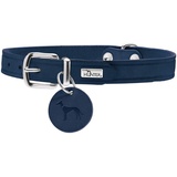 Hunter Aalborg Hundehalsband, Leder, schlicht, robust, komfortabel, 42 dunkelblau