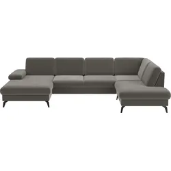 Wohnlandschaft SIT & MORE "Morris U-Form, inkl. Sitztiefenverstellung", braun (schlamm), B:335cm H:82cm T:212cm, 100% Polyester, Sofas, wahlweise mit Armteilverstellung, Bettfunktion & Bettkasten