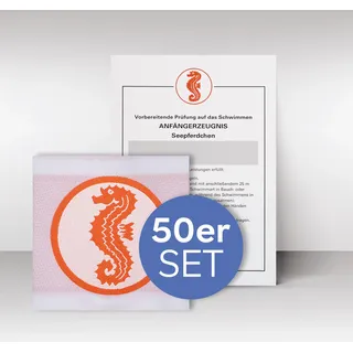 Schwimm Schmidt 50er Set Schwimmabzeichen Frühschwimmer + Urkunde Seepferdchen (50)