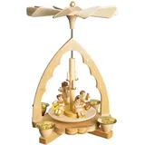 Richard Glässer Weihnachtspyramide 1-stöckig - Engelskonzert - 19 cm - Original Erzgebirge - Weiß