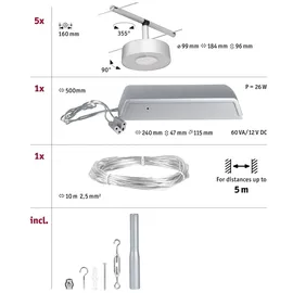 Paulmann CorDuo LED Seilsystem Circle Basisset 5x180lm 5x5W 3000K 230/12V Chrom matt Chrom