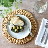 HMF Tischset rund geflochten aus Wasserhyazinthe, Platzset abwaschbar, 6er Set, 30 cm
