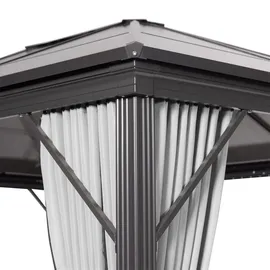 LECO Kuppeldachpavillon mit Stegplatten 3,65x3,65 m, Gestell anthrazit, Seitenteile Fb. lichtgrau