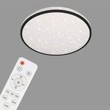 Briloner Leuchten LED Deckenleuchte, dimmbar, Sternendekor, Farbtemperatursteuerung, Fernbedienung, Memory-Funktion, Nachtlichtfunktion, Timer, 24 Watt, 2.400 Lumen, Weiß-Schwarz, Ø 38cm
