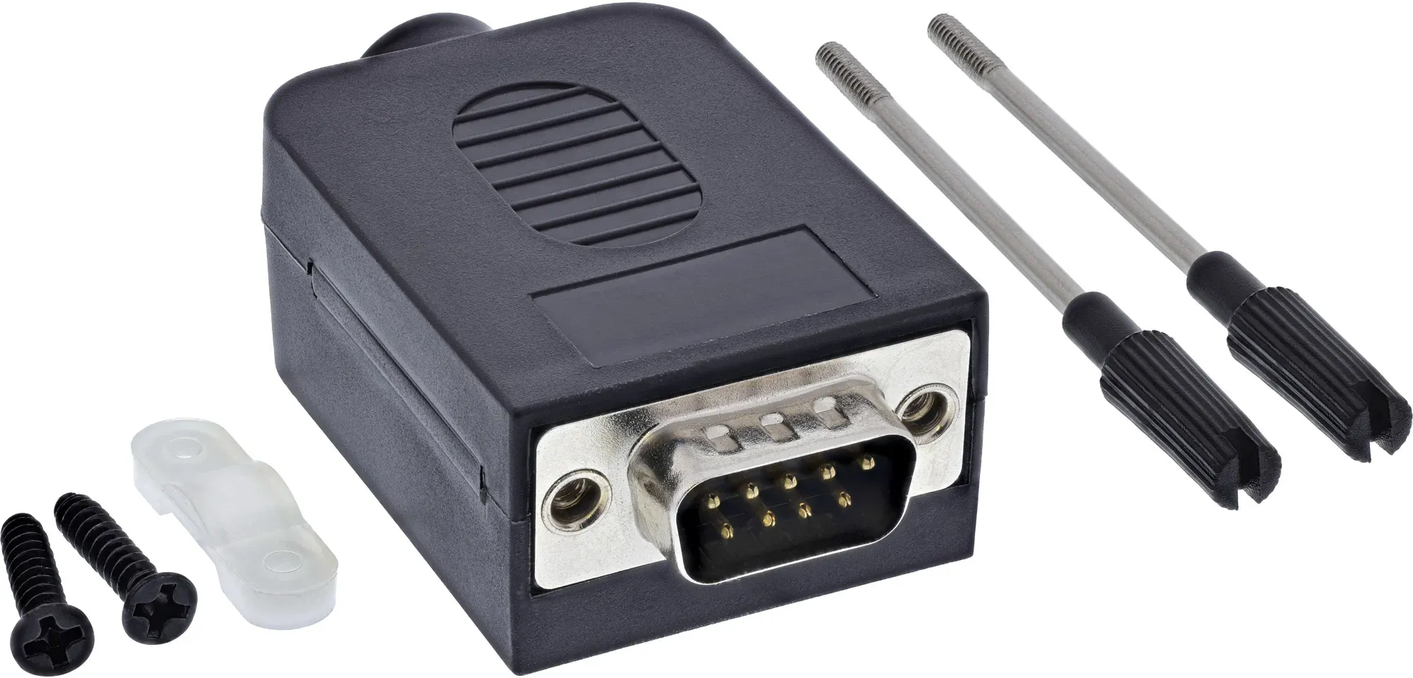 InLine® D-Sub 9 Breakout-Terminalblock, Stecker, Schraubklemme , Rändelschraube