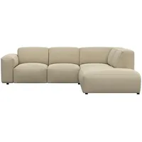 Ecksofa FLEXLUX "Lucera, super Sitzkomfort durch Kaltschaum im Sitz, L-Form" Sofas Gr. B/H/T: 256cm x 73cm x 231cm, Chenille, Chaiselongue links, beige (sandy beige) modern & anschmiegsam, Designsofa, modernes skandinavisches Design