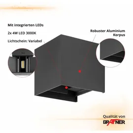 Grafner Außenwandleuchte Aluminium 10,0 cm IP44 inkl. LED schwarz