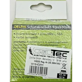 ChiliTec DELPHI Schutzkontakt-Steckdose mit erhöhtem Berührungsschutz Unterputz Installation Weiß