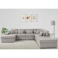 Wohnlandschaft OTTO HOME "Florid U-Form", beige, B:360cm H:75cm T:260cm, Baumwollmix (60% Baumwolle/40% Leinen);Struktur fein (100% Polyester);Samtoptik (100% Polyester);Samtvelours (100% Polyester);Struktur (100% Polyester);Struktur recycelt (100% recyceltes Polyester), Sofas, Wohnlandschaft, 6 Teile, bestehend aus Modulen, viele Bezugsqualitäten, auch in Cord