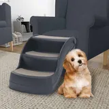 Hundetreppe Mit 3 Stufen Klappbar Dunkelgrau