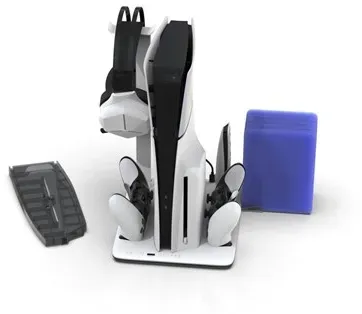 DLX Stand - Charges Controllers(inc. Edge) 3sp Fan w. game headset and remote store - Sony PlayStation 5