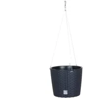 Pflanzschale D 26 cm anthrazit Hängetopf Rattan Blumentopf Bewässerungssystem