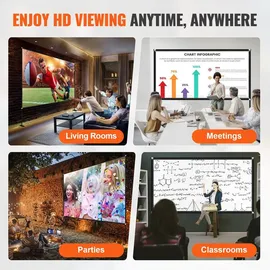 Vevor Projektionsleinwand mit Ständer 381cm Tragbare Filmleinwand 16:9 Outdoor Indoor Beamer Leinwand 347 x 201.9cm Mobile Beamer Leinwand 160°