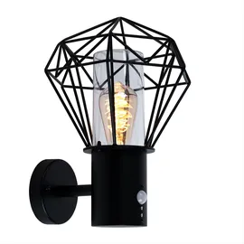 GLOBO Außenleuchte Edelstahl, Kunststoff, Metall H 34 cm Bewegungsmelder schwarz