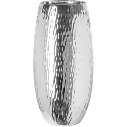 Dekovase FINK "AFRICA, aus Eisen, Höhe ca. 40 cm", silber (silberfarben), H:40cm Ø:21cm, Eisen, Vasen, mit vertikal gehämmerter Oberfläche, Handarbeit