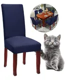 Junyito Stuhlhussen 4er 6er Elastische Set Stuhlhussen Universal Stretchhusse Stuhlbezug Stretch für Stuhl Esszimmer (T-Blau, 4 Stücke)
