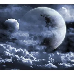 Fototapete PAPERMOON "Wolken mit Monden", bunt, B:3,50m L:2,60m, Vlies, Tapeten