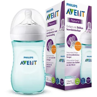 Philips Avent Natural-Babyflasche mit Sauger mit langsamem Nahrungsfluss, grün (Modell SCF033/15)