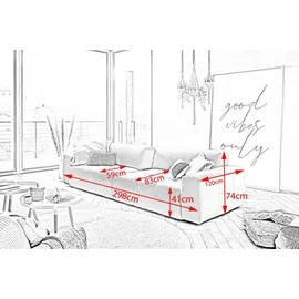 KAWOLA Big Sofa PALACE 3-Sitzer mit Sitztiefenverstellung Leder brandy
