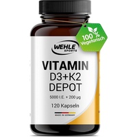 Wehle Vitamin D3+K2 Depot 240 Kapseln Hochdosiert mit 5.000IE