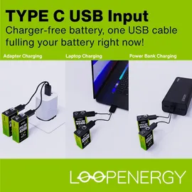 Verico LoopEnergy 9 V-Blockakku, 500mAh, 2 Stück