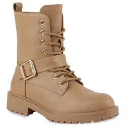 Damen Schnürstiefeletten in Tan