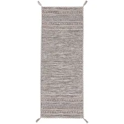 Läufer CARPETFINE "Kelim Azizi", beige, B:80cm H:5mm L:350cm, Baumwolle, Teppiche, Fransenteppich, Baumwolle, Wendeteppich mit Fransen, Wohnzimmer
